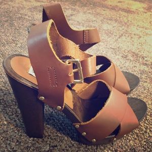 Steve Madden Cognac Chunky Heels